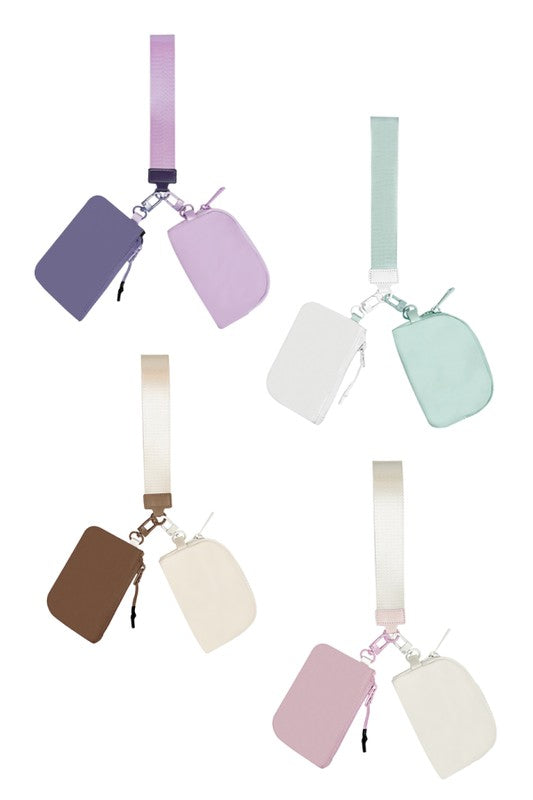 Nylon Double Pouch Clip On Wristlet Wallets - Tigbul's Variety Fashion Shop