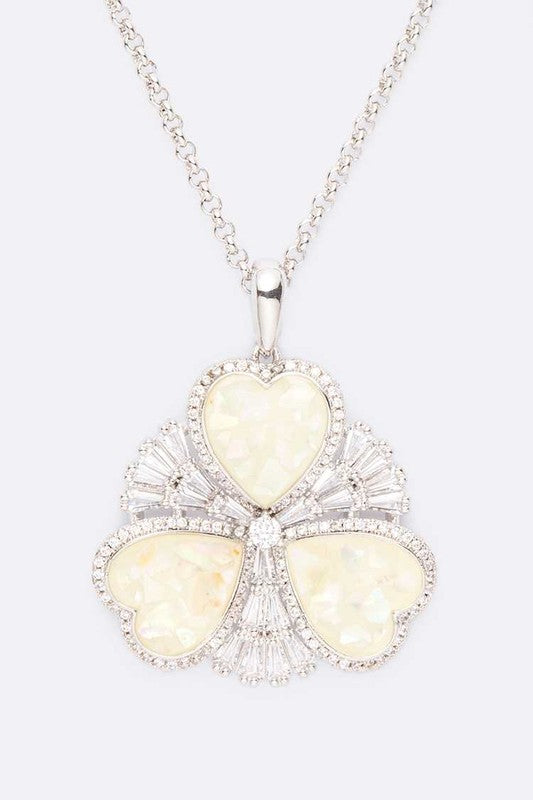 Abalone Cubic Zirconia Pendant Necklace Set - Tigbul's Variety Fashion Shop