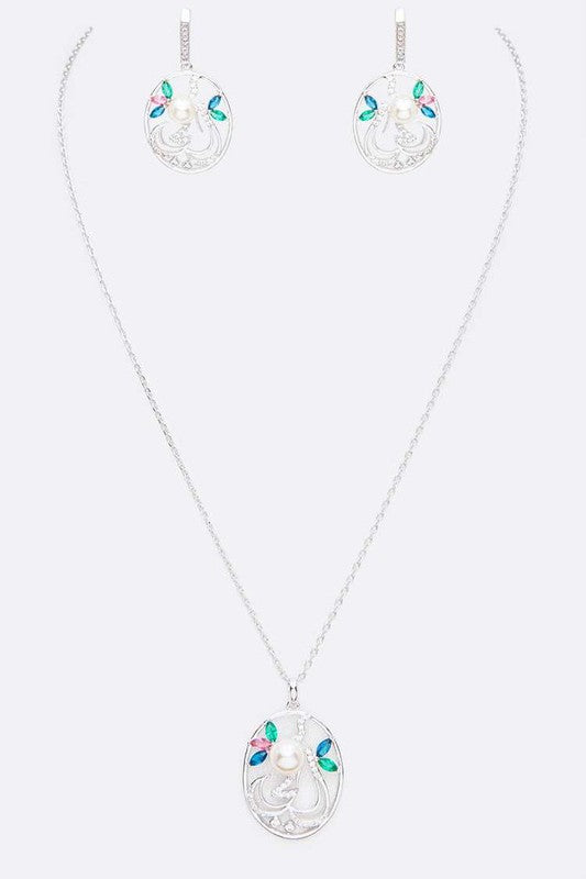 Cubic Zirconia Iconic Pednant Necklace Set - Tigbul's Variety Fashion Shop