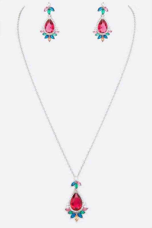 Cubic Zirconia Iconic Pendant Necklace Set - Tigbul's Variety Fashion Shop