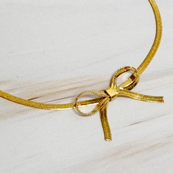 Herringbone Chain Bow Anklet - Tigbuls Variety Fashion