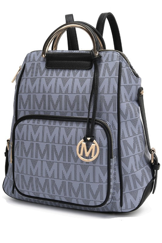 Grey Cora Milan backpack with front organizer pocket and adjustable-style straps