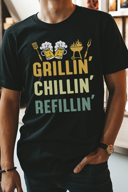 Fathers Day Gifts Grillin Chillin Refillin Tee - Tigbuls Variety Fashion