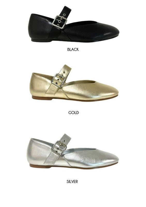 LEVI METALLIC BALLETINA FLAT - Tigbul's Variety Fashion Shop