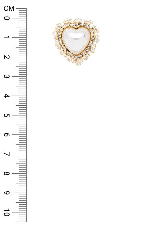 Baguette CZ Rhinestone Heart Shape Post Earrings - Tigbul's Variety Fashion Shop