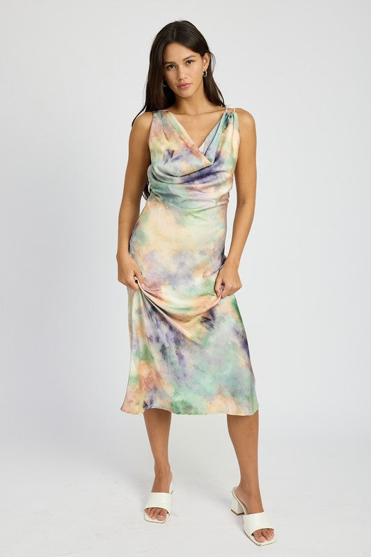 COWL NECK MIDI BIAS DRESS - Tigbul's Variety Fashion Shop