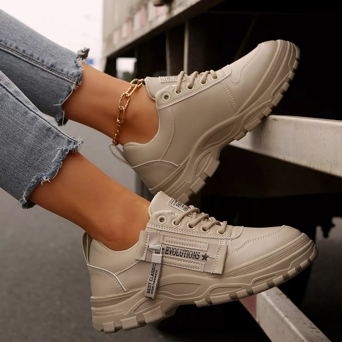 Lace Up Round Toe Athletic - Tigbul's Variety Fashion Shop