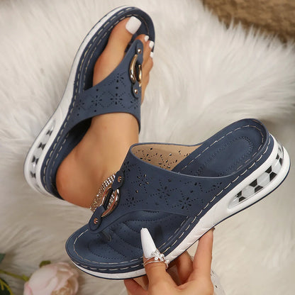 Toe Post Wedge Sandals - Tigbul's Variety Fashion Shop