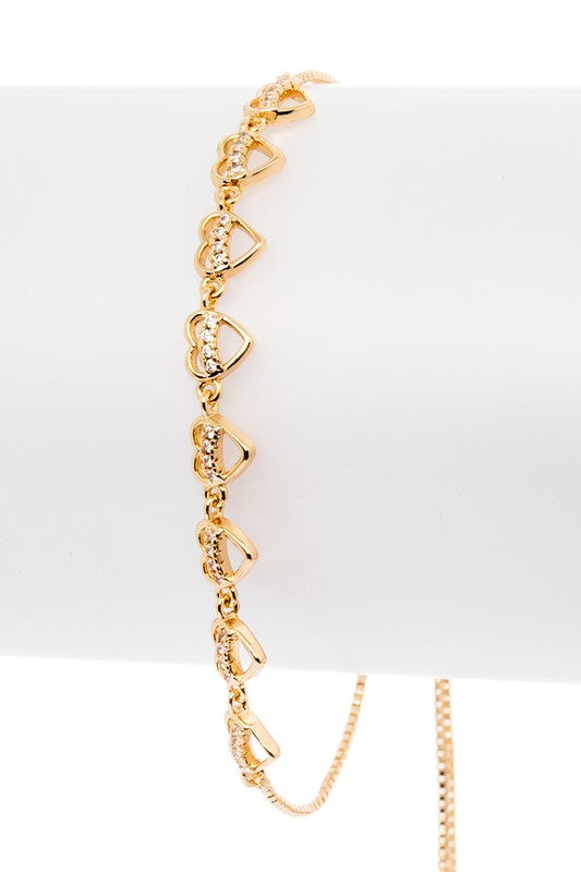 Micro CZ Pave Dainty Heart Charm String Bracelet - Tigbul's Variety Fashion Shop