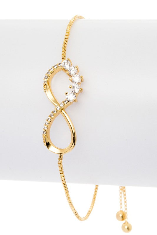 CZ Pave Eternity Sign Bolo Bracelet - Tigbul's Variety Fashion Shop