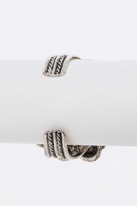 Oversize Stone Flower Open Bangle - Tigbul's Variety Fashion Shop