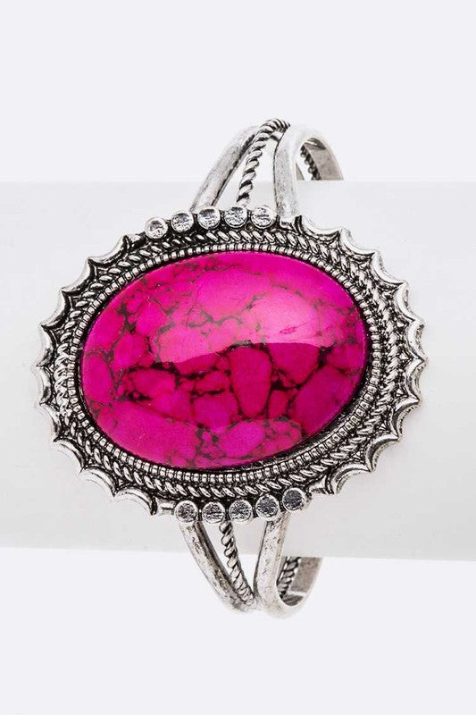 Oval Stone Oversize Bangle - Tigbul's Variety Fashion Shop