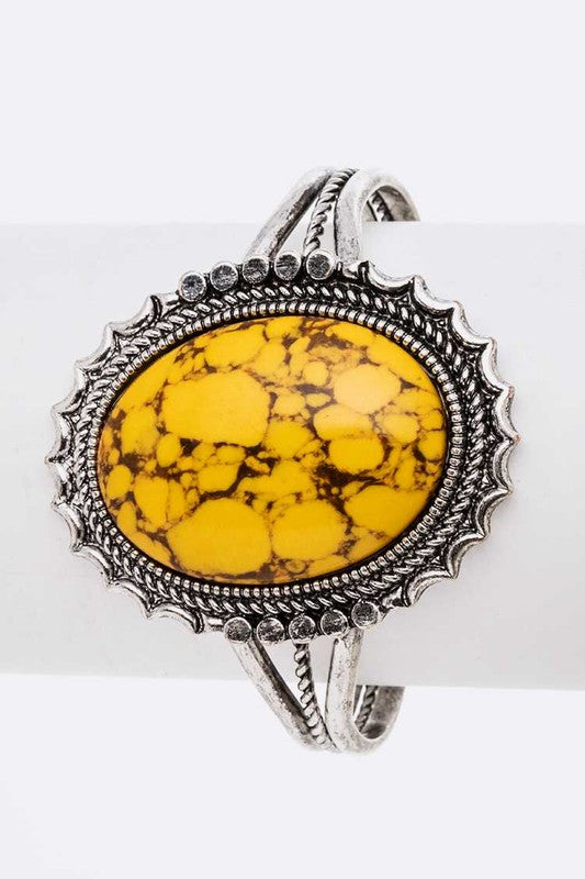 Oval Stone Oversize Bangle - Tigbul's Variety Fashion Shop