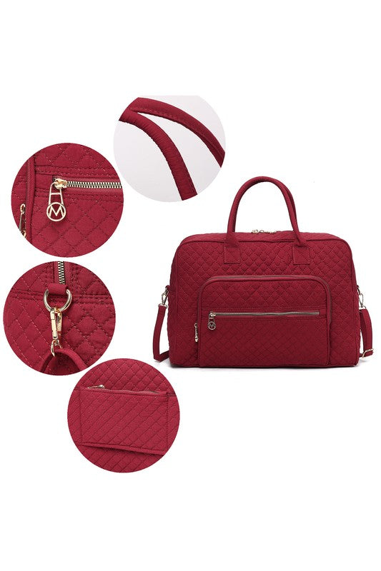 MKF Collection Jayla Solid Quilted Duffle Bag - Tigbul's Variety Fashion Shop