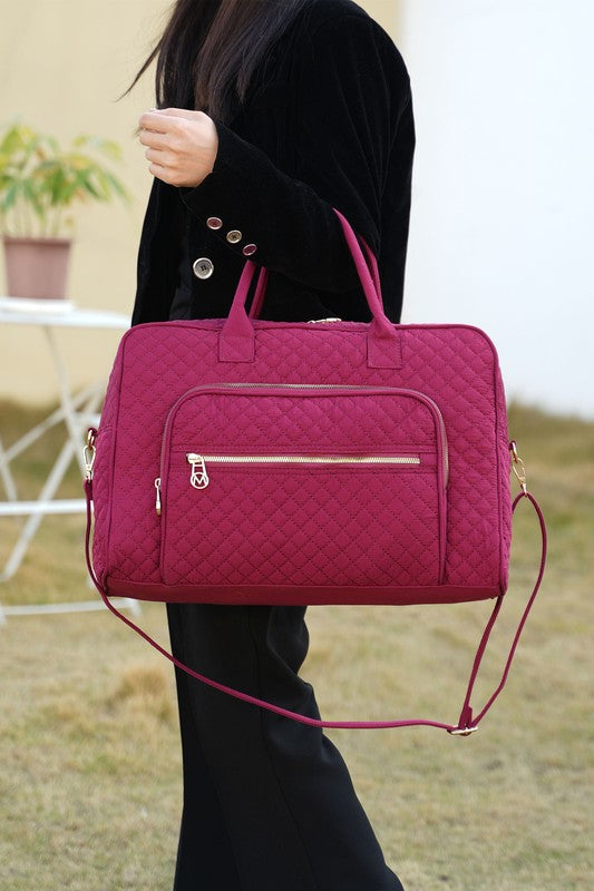 MKF Collection Jayla Solid Quilted Duffle Bag - Tigbul's Variety Fashion Shop