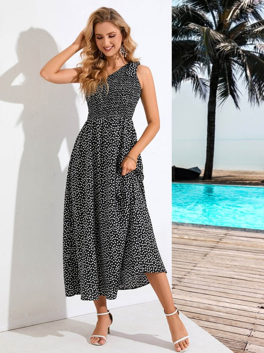 Zoe Single Shoulder  Dress - Tigbul's Variety Fashion Shop