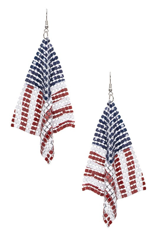 USA Flag Chainmail Iconic Earrings - Tigbul's Variety Fashion Shop