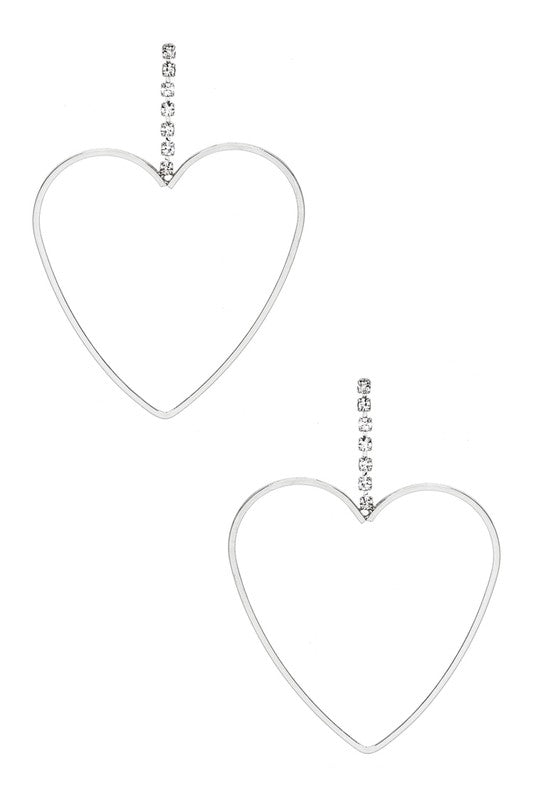 Rhinestone Accent Open Heart Drop Earrings - Tigbul's Variety Fashion Shop