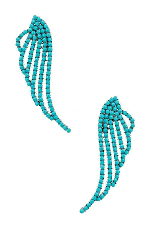 Stone Pave Wings Earrings - Tigbul's Variety Fashion Shop