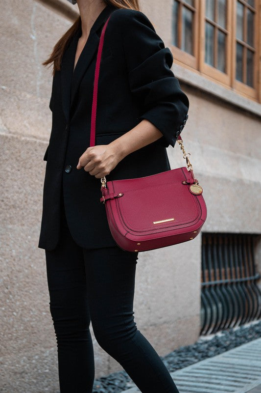MKF Collection Raelynn shoulder bag in Pink with gold-tone chain strap and flap front