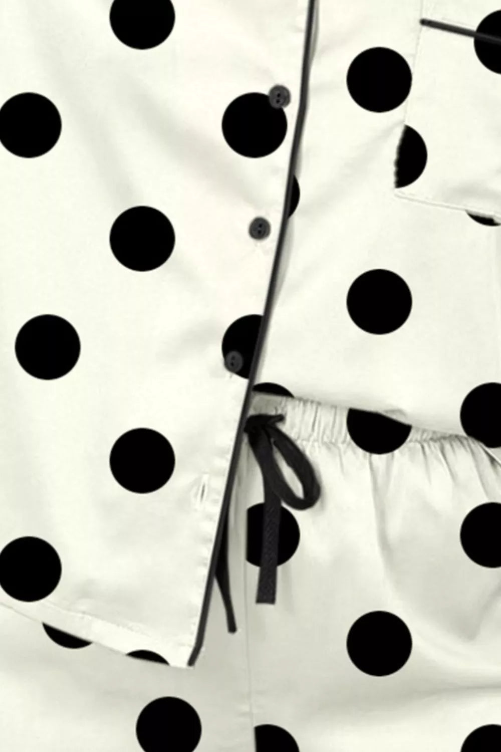 Polka Dot Button Up Top and Shorts Lounge Set - Tigbul's Variety Fashion Shop