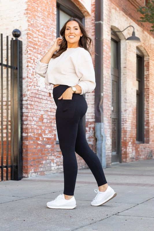 Black FULL LENGTH Leggings with POCKETS - Tigbul's Variety Fashion Shop