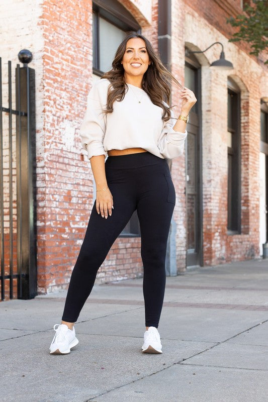 Black FULL LENGTH Leggings with POCKETS - Tigbul's Variety Fashion Shop
