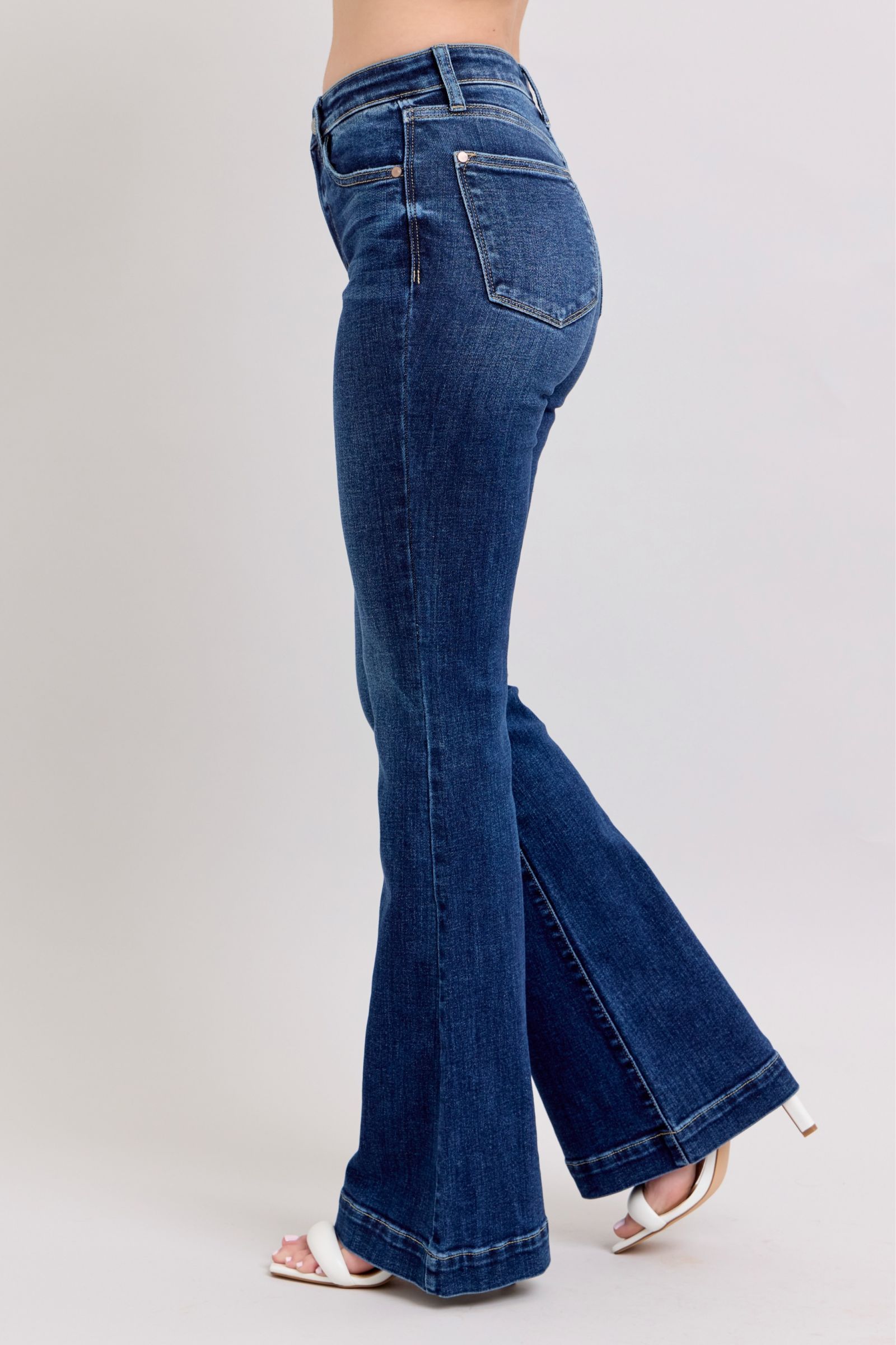 Judy Blue Full Size High Rise Flare Jeans with Pockets Plus Size - Tigbul's Variety Fashion Shop