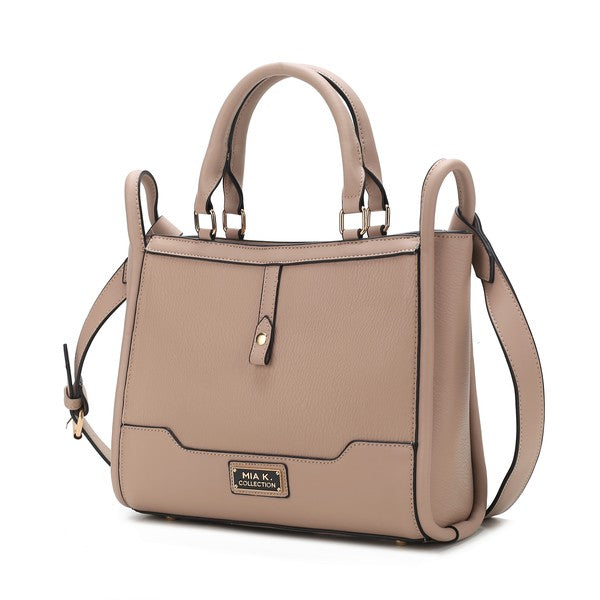 MKF Melody vegan leather tote in light taupe, with top handles and crossbody strap