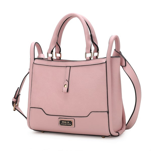 MKF Melody vegan leather tote in pink with top handles and crossbody strap