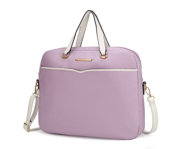 Rose Damen-Aktentasche, lila mit goldfarbenen Details und abnehmbarem Schulterriemen