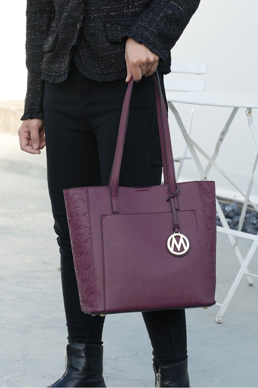 Lea veganes Kunstleder-Tote für Damen, Dusty Rose, zwei Henkel, Fronttasche, M-Logo