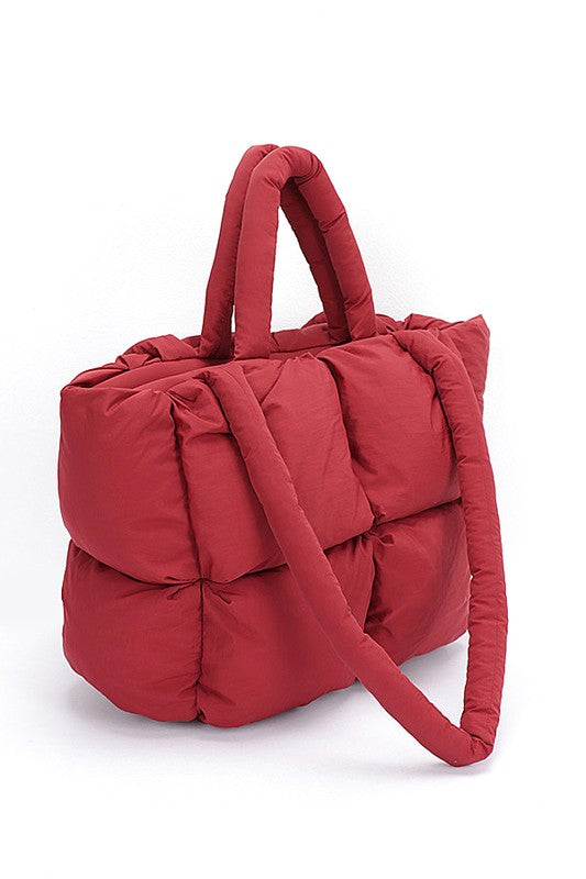 Quilted Puffer Convertible Tote Bag - Tigbul's Variety Fashion Shop
