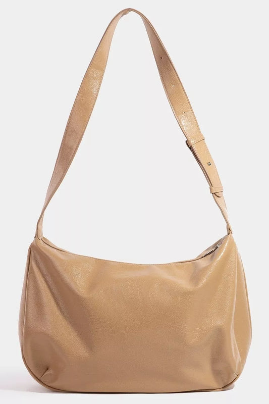 Fame Faux Leather Hobo Crescent Shoulder Bag - Tigbul's Variety Fashion Shop