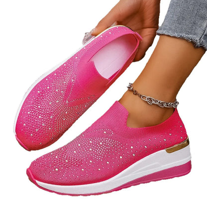 Rhinestone Wedge Sneakers - Tigbul's Variety Fashion Shop