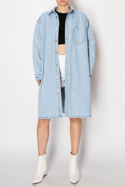 BACK TIE SLIT DENIM JACKET LIGHT WASH - Tigbul's Variety Fashion Shop
