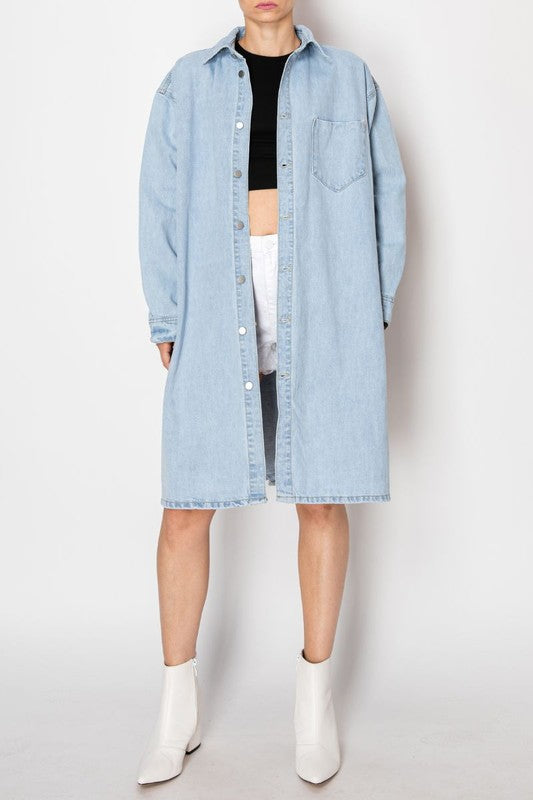 BACK TIE SLIT DENIM JACKET LIGHT WASH - Tigbul's Variety Fashion Shop