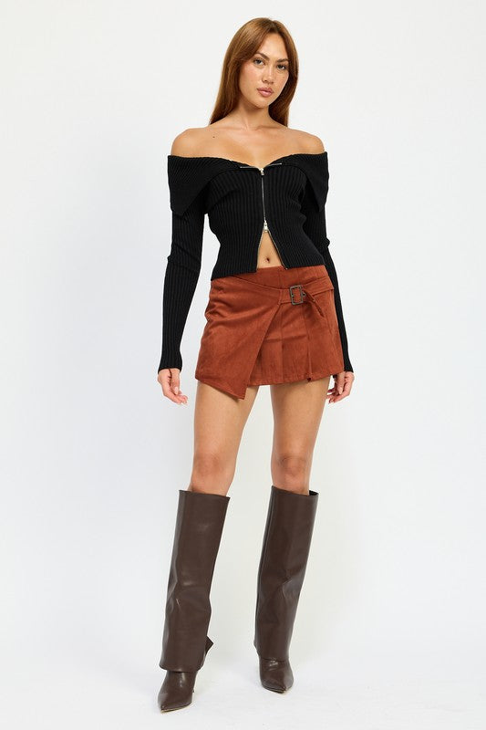 WRAPPED BUCKLE BELT MINI SKIRT - Tigbul's Variety Fashion Shop