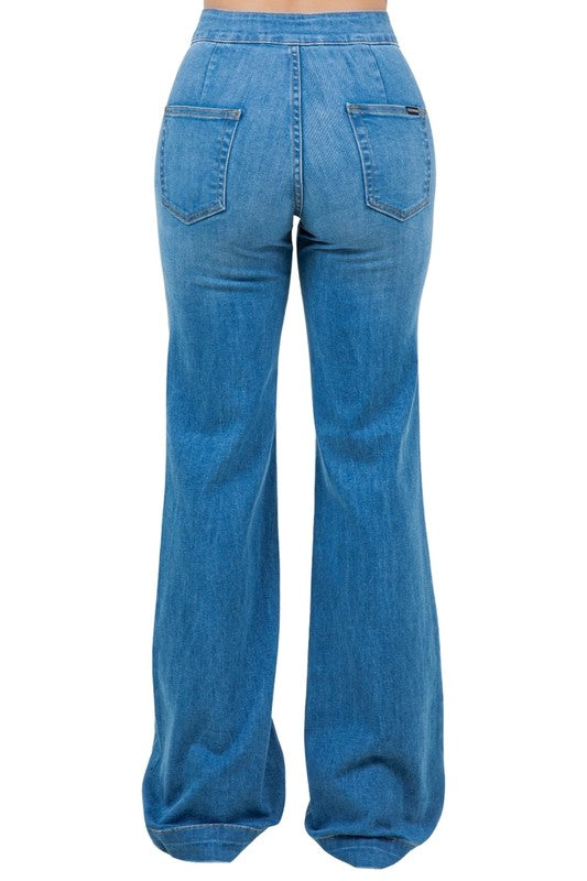 Harley Wide Leg Med Blue- Inseam 34 - Tigbul's Variety Fashion Shop
