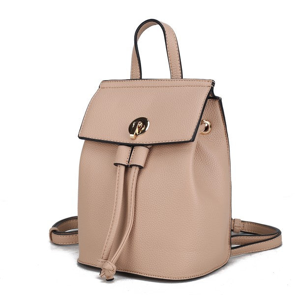 MKF Serafina vegan leather backpack in blush with front flap and adjustable shoulder straps