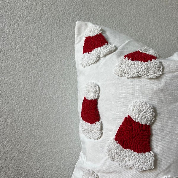 Santa Hat Throw Pillow Cover, 20x20 Tufted Design - Tigbul's Variety Fashion Shop