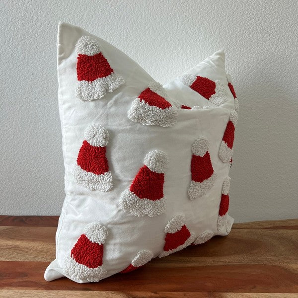 Santa Hat Throw Pillow Cover, 20x20 Tufted Design - Tigbul's Variety Fashion Shop