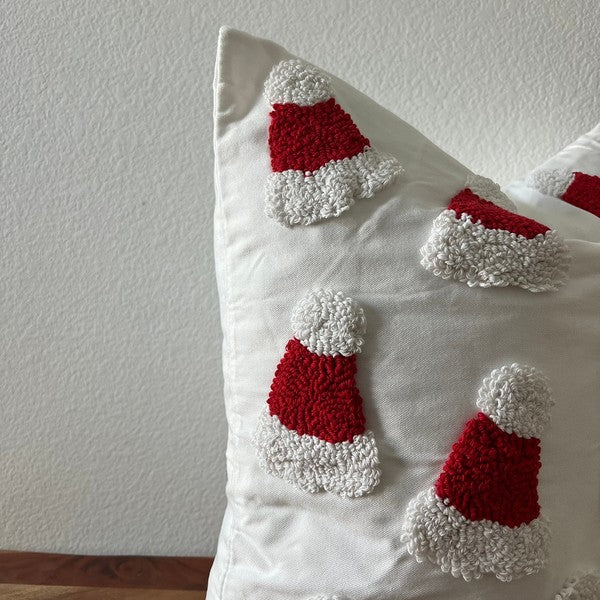 Santa Hat Throw Pillow Cover, 20x20 Tufted Design - Tigbul's Variety Fashion Shop