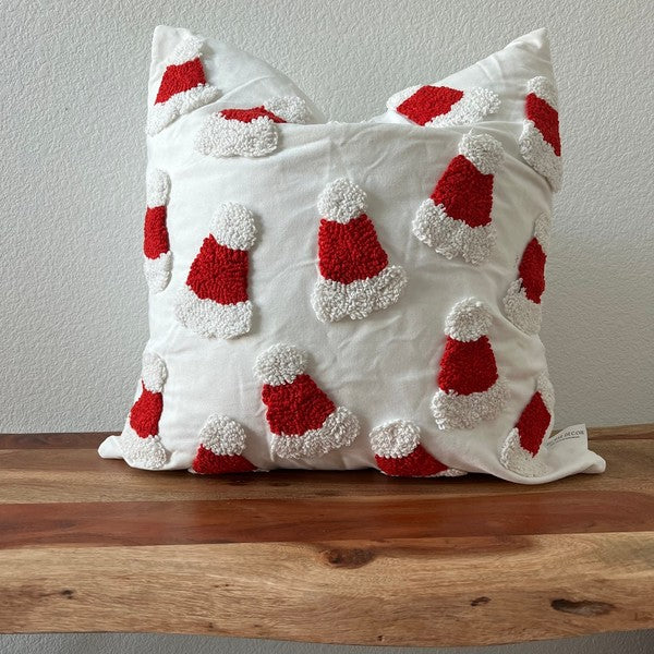 Santa Hat Throw Pillow Cover, 20x20 Tufted Design - Tigbul's Variety Fashion Shop