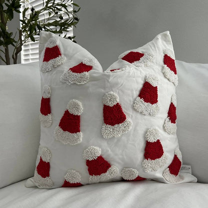 Santa Hat Throw Pillow Cover, 20x20 Tufted Design - Tigbul's Variety Fashion Shop