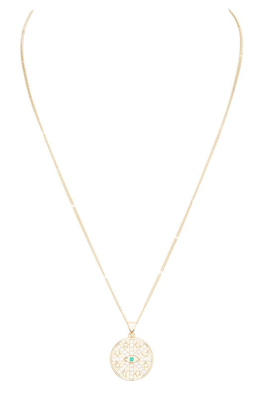 CZ Eye Emblem Pendant Necklace - Tigbul's Variety Fashion Shop