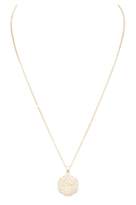 Saint Benedict CZ Pendant Necklace - Tigbul's Variety Fashion Shop