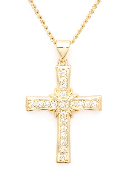 CZ Cross Pendant Necklace - Tigbul's Variety Fashion Shop