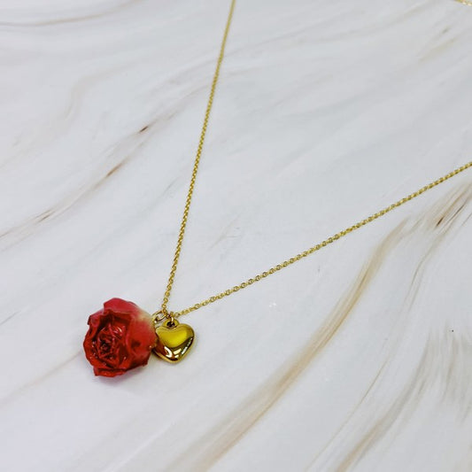 Rose Bud Love Heart Necklace - Tigbul's Variety Fashion Shop