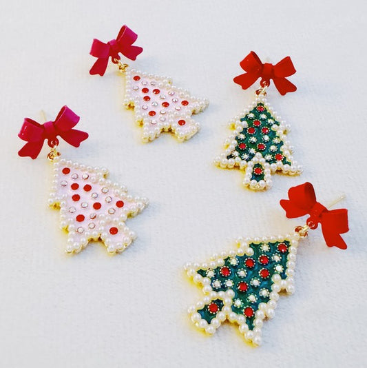 Merry And Bright Bow Tree Earrings - Tigbul's Variety Fashion Shop